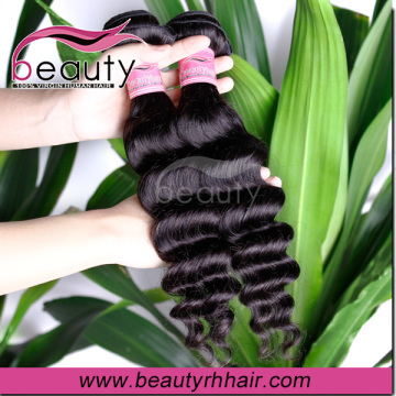 Charming!!!peruvian deep wave black loose wave hair extensions