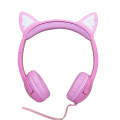 headphone anak-anak bercahaya LED telinga kucing