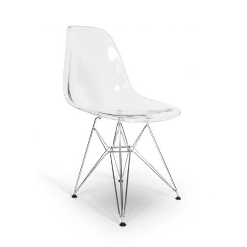 Silla réplica de comedor de plástico transparente Eames DSR