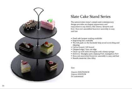 Kinslate Factory Direct Sell slate tableware 3 tier slate cake stand