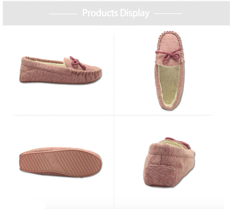 high quality soft pink jersey upper moccasin slipper 