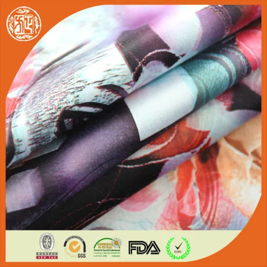 hot selling new fashion cloth fabric digital printed T/C spandex printed silk satin fabric