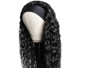 Natural Black Bantu Curly Human Hair Headband Wig For Women 14-30in