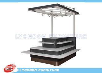 MDF Shopping Mall Wooden Kiosk With Wheels , SGS Mobile Dis