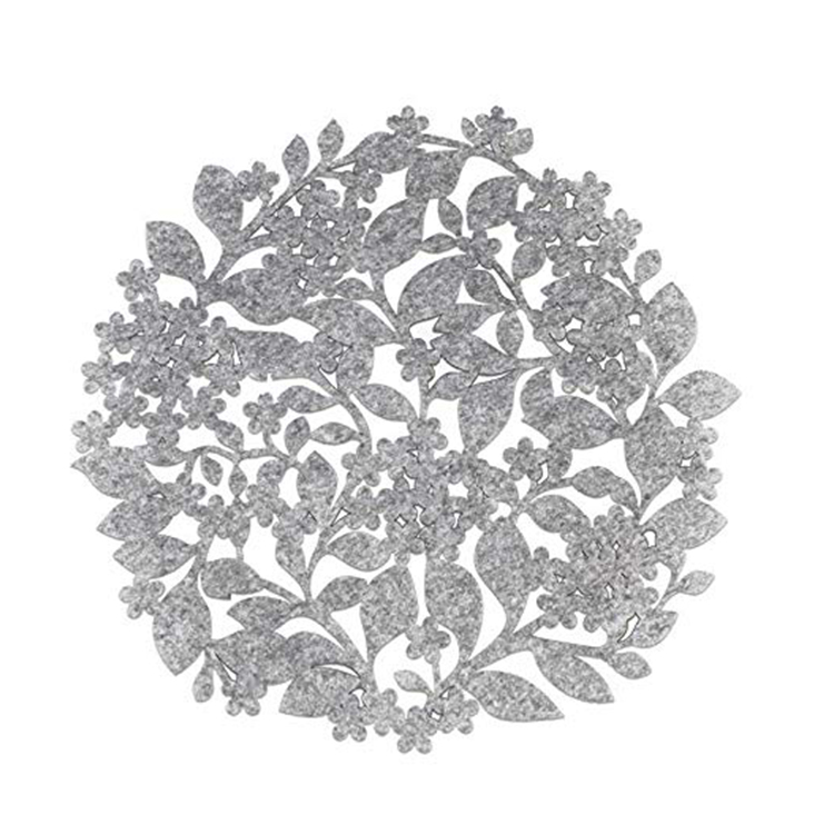 Gray Round Leaf Drink Coaster