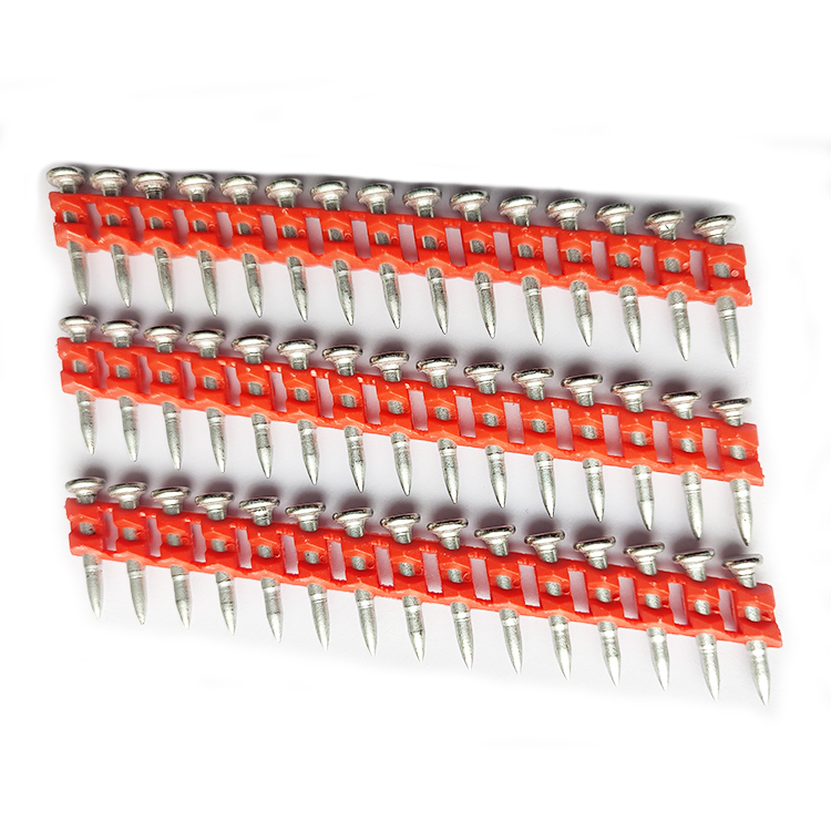 Red 21° diagonal nails