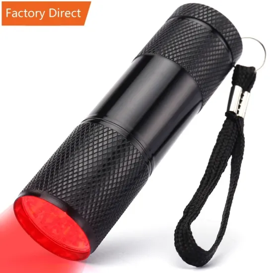 Portable Mini Red Light Torch: 9 LED Red Light Flashlight for Vein Finding and Night Vision