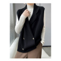 Loose casual all-wool knit waistcoat