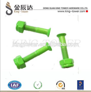 green painted countersunk machine color screws with nlyon nut