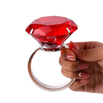 Red Rugby Crystal Diamond Ring Glass Genkin Holder - Dekorasi Makan Liburan Pesta Pernikahan