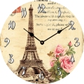 Horloge murale ronde en verre de roses