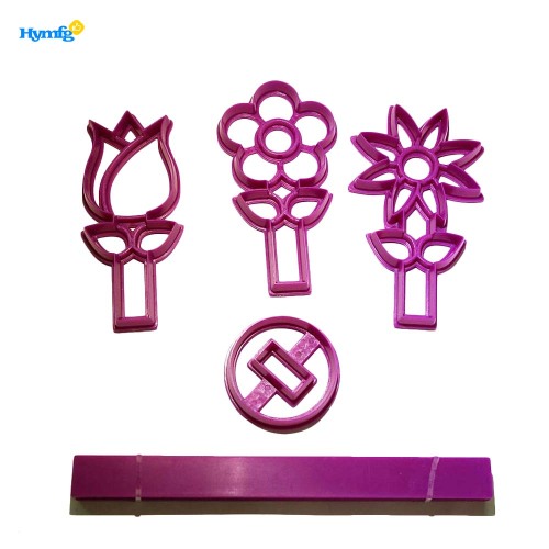 Set di coltelli per biscotti in plastica a forma di fiore 3D