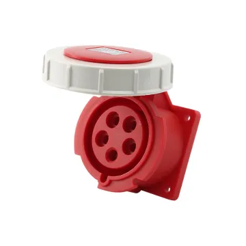 IP67 Flush-Mounted Industrial Socket 16A/32A Red Wall Panel for Marine