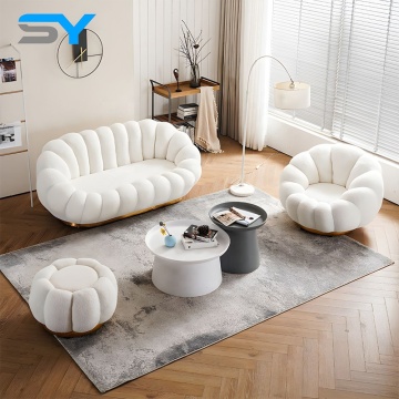 SIYANG White Velvet Lounge Sofa for Luxury Living Room and Home Apartment