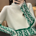 Collage jacquard half turtleneck sweater