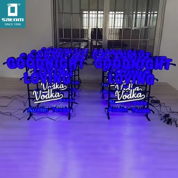 Satom Good Night Loving Vodka Custom Logo Open Neon Sign" could be shortened to "Custom Vodka Neon Sign - Satom Good Night Loving" for a search engine title. However, if we need just one concise and effective title, it might be:

"Custom Vodka Neon Sign: 