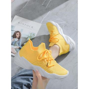 2021 flyknit zapatillas deportivas ligeras de cemento amarillo