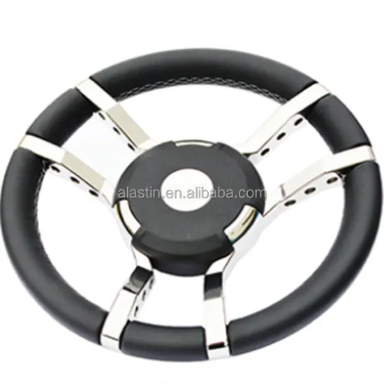 Marine Boat Accessories Yacht Speedboat UV Resistant Leather Electroplating Stainless Steel Luxury Steering Wheel Marine