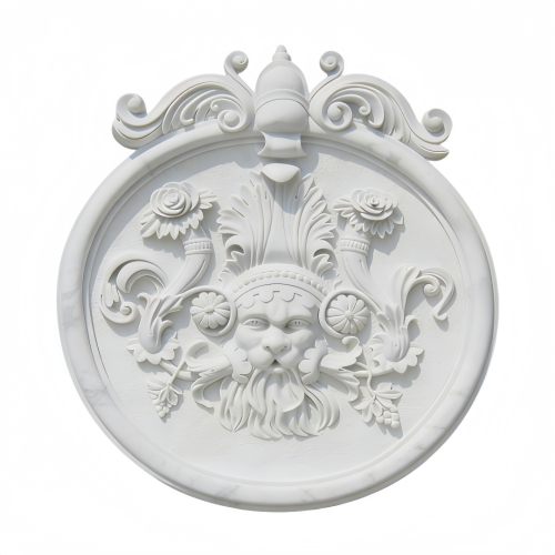 Handcrafted Marble Wall Fountain Featuring Floral