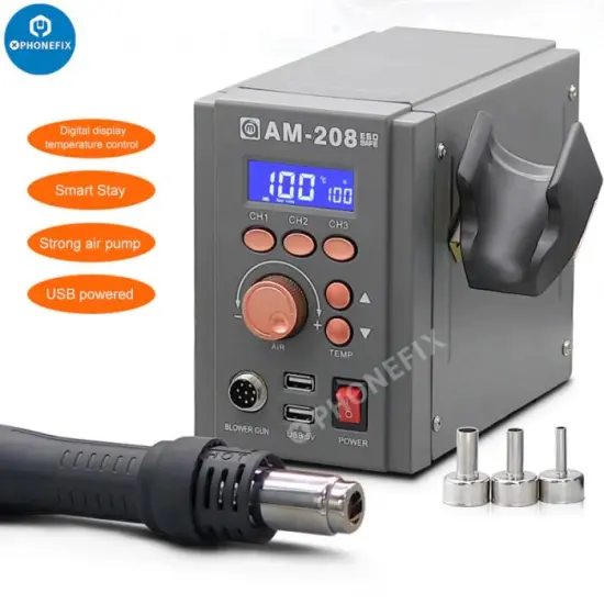 Amaoe AM-208 Digital Display Hot Air Gun Rework Soldering Station