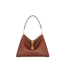 Metal and Leather Harmony Luxe Brown Crossbody Bag