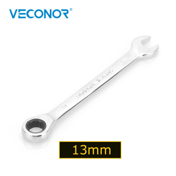 13mm Ratchet Wrench Spanner Fixed Head Mirror Polish 72T Ratcheting High Torque Multitool