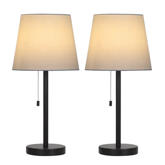 Simple Style Bedroom Nightstand Lamp with Metal Base