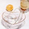 Heart Shape Bowls and Cup Set Japanese Style Glod Rim Clear Glass Food Salad Oats Fruit Dessert Snack Dish Water Milk Tea Cup