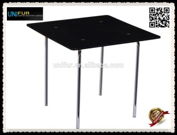 Modern colorful plastic tables square with steel legs in high quality