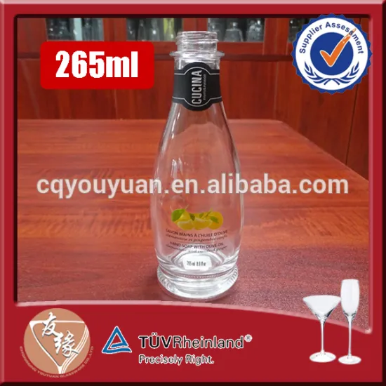 high flint glass 265ml small glass hand soap bottle screw top