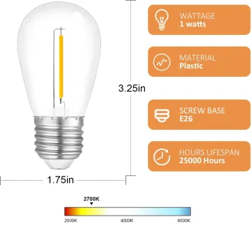 Shatterproof E27 S14 Filament LED Bulb for Patio String Light