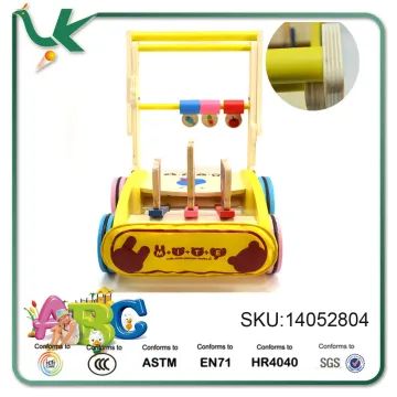 Wooden Push And Play - Rabbit Wagon Activity Walker Plan Toy Baby Walker Cart