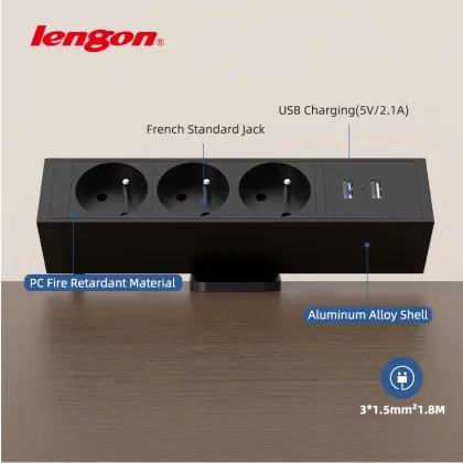 Desk Clamp Power Socket with Lengon Fixing for Conference Tables