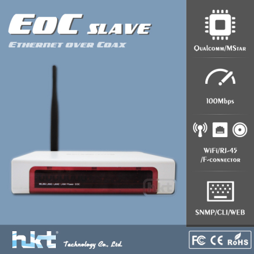 Coaxial to Cat5 Adapter with Router and WiFi for Dividing Mixed Ethernet and CATV Signals into Each Output