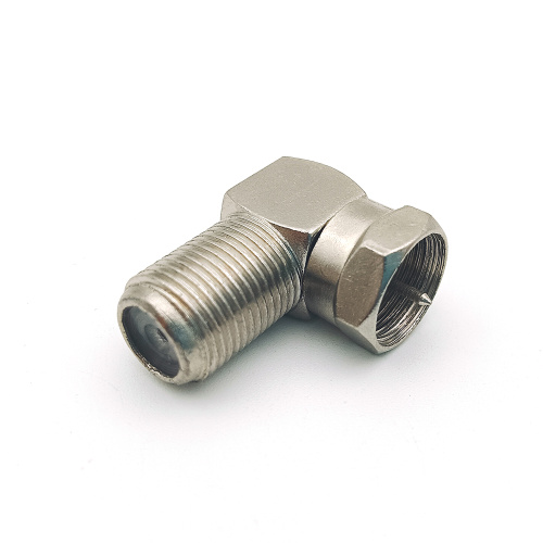 Right Angle Male to Female F-type Coaxial Adapter