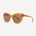 Round Cat-eye bevel Acetate Female's Sunglasses