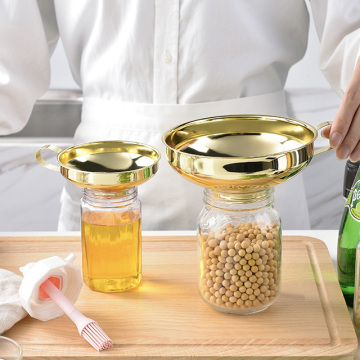 Online Hot Sale Stainless Steel Gold-Plated Wide Mouth Funnels for Kitchen Accessories