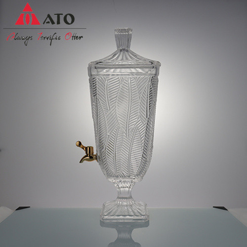 ATO leaf drinkware Embossed Beverage with Glass Lid