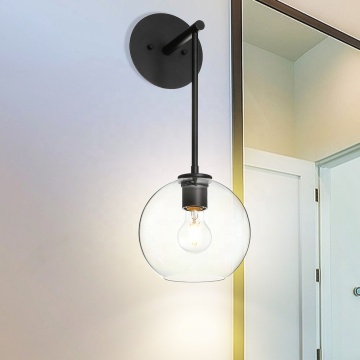 Mat zwart afwerking 1 lichte bol glazen wand gemonteerde badkamer en bedlamp