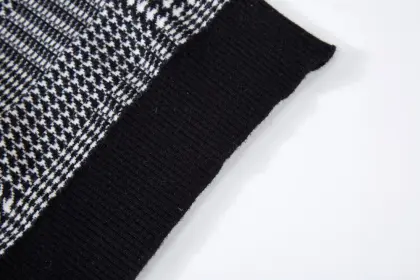 Women's Knitted Jacquard Turtleneck Swallow Gird Poncho Cape