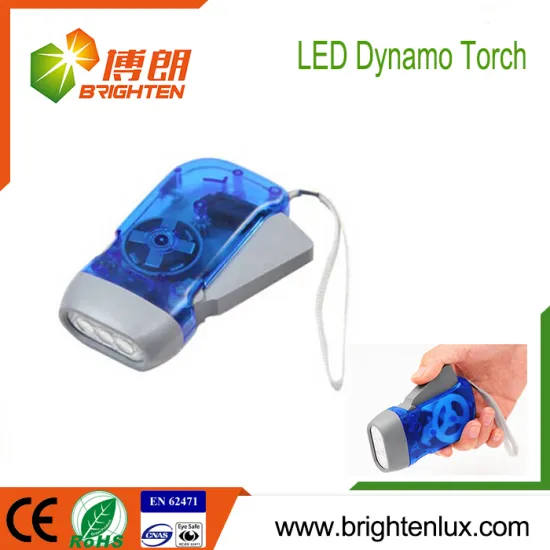 Factory Wholesale EDC Logo Printed ABS Material Cheap Best Hand Press Crank 3 led Dynamo Flashlight