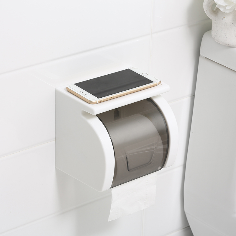 Haushalt Badezimmer Wandmontage ABS-Material Weiß Toilettenpapier Papierhalter Handyhalter Ständer Toilettenpapierhalter