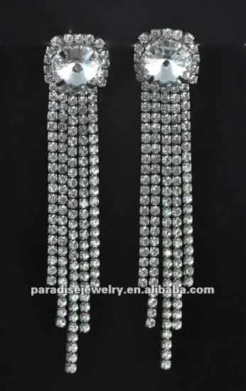 Silver-plating rhinestone dangle earring