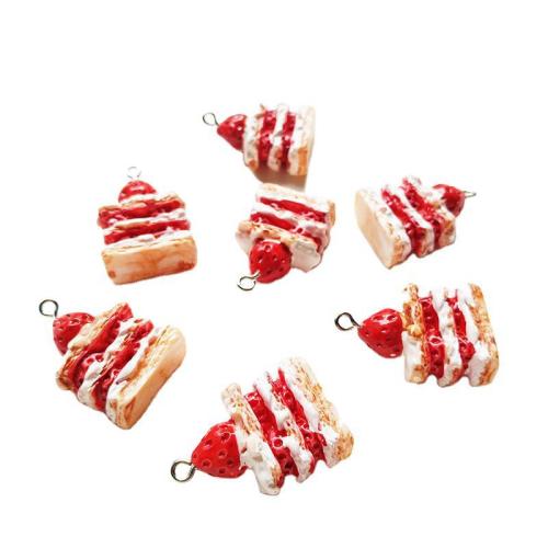 Pretty Simulation Strawberry Cake Resin Melaleuca Cake untuk Miniatur Makanan Rumah Diy Doll House