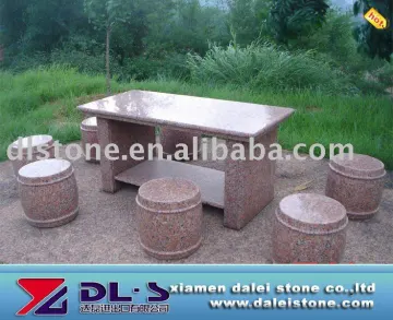 red granite table and chair