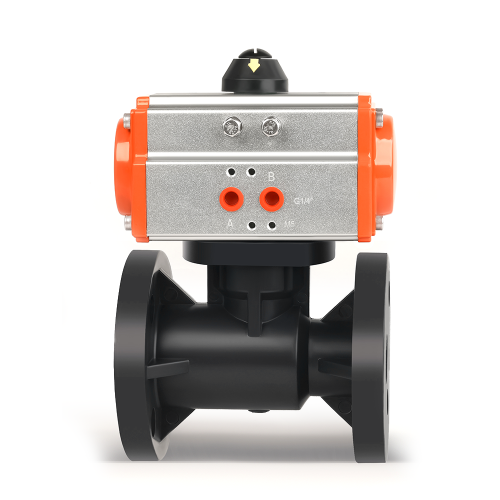 FRPP Pneumatic Flange Ball Valve DN25 hingga DN200