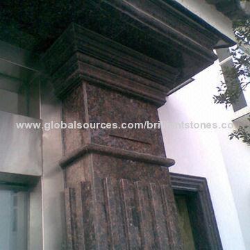 Polished Sapphire Brown Granite Cornice Molding, in Red Color, Various Designs are Available
