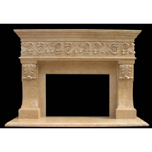 Sculpture Carved Natural Stone Fireplace