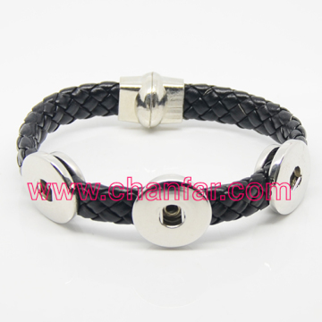 Fashion design black color wrapped leather bracelet jewelry wholesale