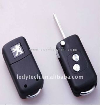 Peugeot 407 2 buttons flip key shell with groove blade